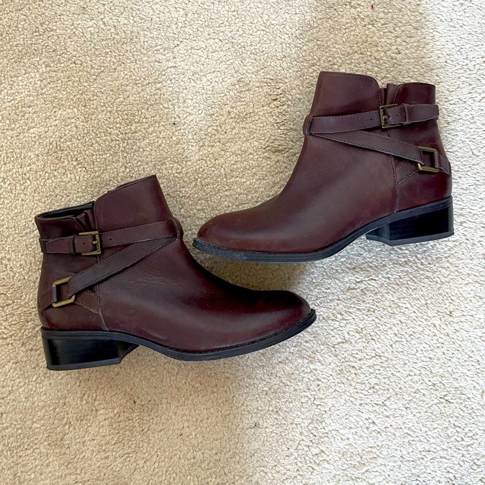RALPH LAUREN Brown Leather Ankle Fashion Boots